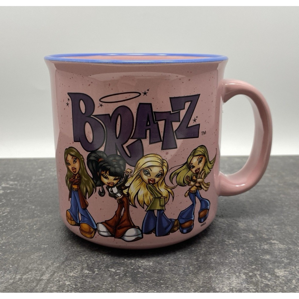 BRATZ Large Speckled Pink Blue Rim 20 oz Ceramic Coffee Mug Tea Cup BTZ603E1